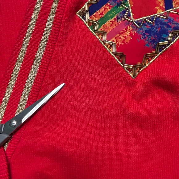Vintage IB Diffusion L Red Cardigan Sweater - Picture 10 of 12